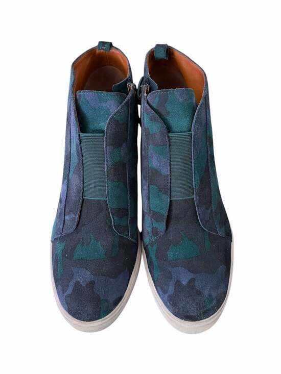LINEA PAOLO Shoes - Linea Paolo Felicia Womens 8.5M Blue Camo Sneaker  Suede Wedge Heel Ankle Bootie
